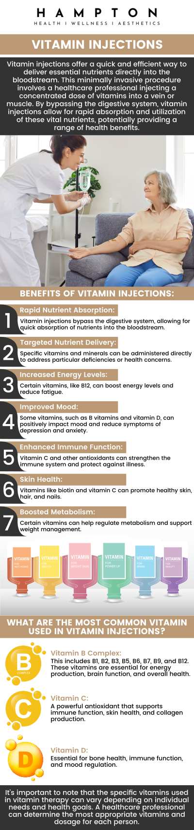 Vitamin injections provide a quick way to boost essential nutrients, supporting overall health. It is used to increase energy, improve immunity, enhance skin health, and better mood. By delivering vitamins directly into the bloodstream, they ensure faster absorption than oral supplements. Consult Duane Hampton, NP, and Jeannie Ocasio-Hampton, NP, to determine the right injections for your health goals. For more information, contact us or book an appointment online. We are conveniently located at 2543 Route 52 Hopewell Junction, NY 12533. Vitamin injections provide a quick way to boost essential nutrients, supporting overall health. It is used to increase energy, improve immunity, enhance skin health, and better mood. By delivering vitamins directly into the bloodstream, they ensure faster absorption than oral supplements. Consult Duane Hampton, NP, and Jeannie Ocasio-Hampton, NP, to determine the right injections for your health goals. For more information, contact us or book an appointment online. We are conveniently located at 2543 Route 52 Hopewell Junction, NY 12533.